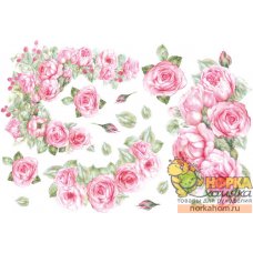 Рисовая декупажная карта "Розовые розы" 