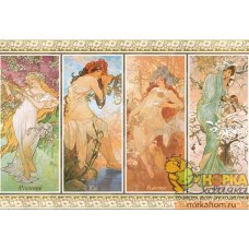 Рисовая декупажная карта "А. Муха. 4 Сезона" 