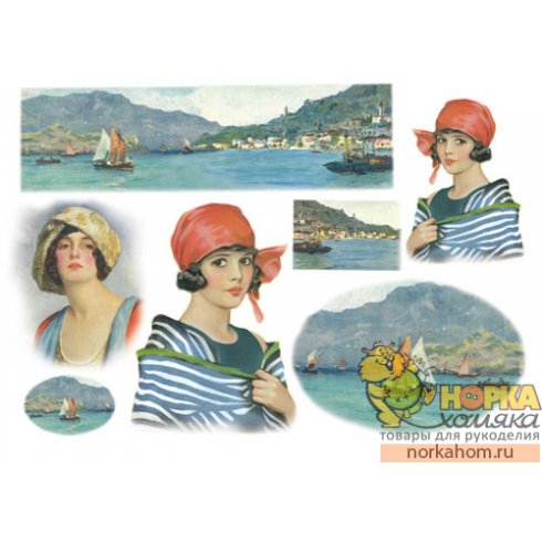 Рисовая декупажная карта "Морячка" Рисовая декупажная карта "Морячка"