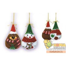 Новогодние игрушки "Снеговик и медведь" 